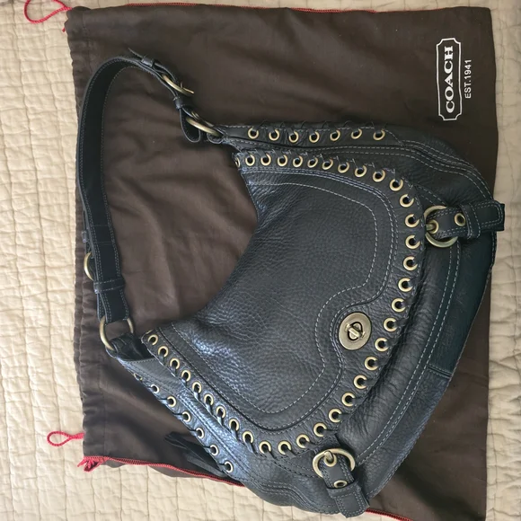 Coach Chelsea Abbey SoHo Black Leather Shoulder Bag